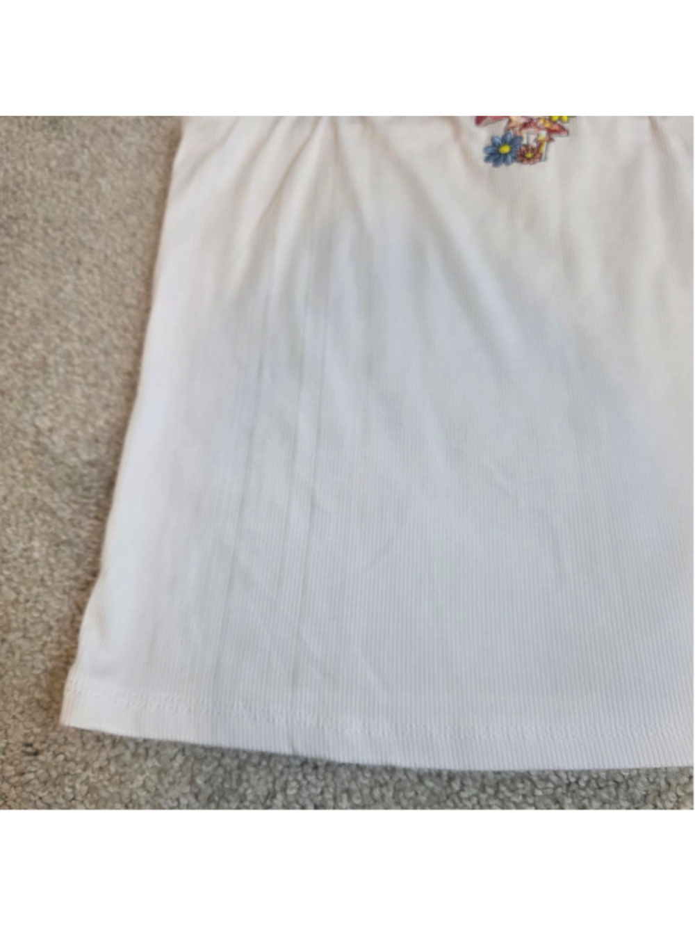 Women's Faded Rose White Mushroom Floral cropped Tank Top Size L - Picture 3 of 6